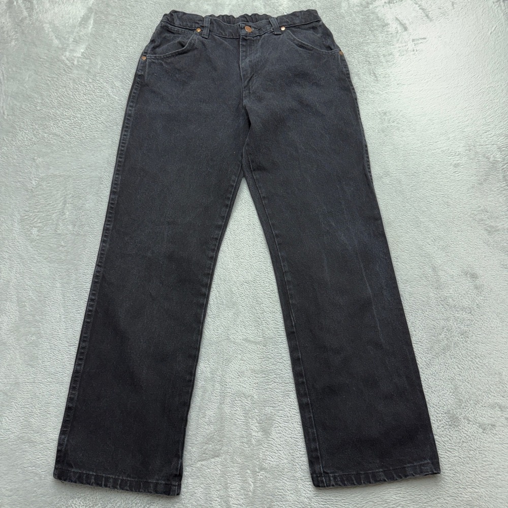Wrangler Jeans Boys 16 Husky Black 1013MWBBK Straight Leg Relaxed Fit Denim